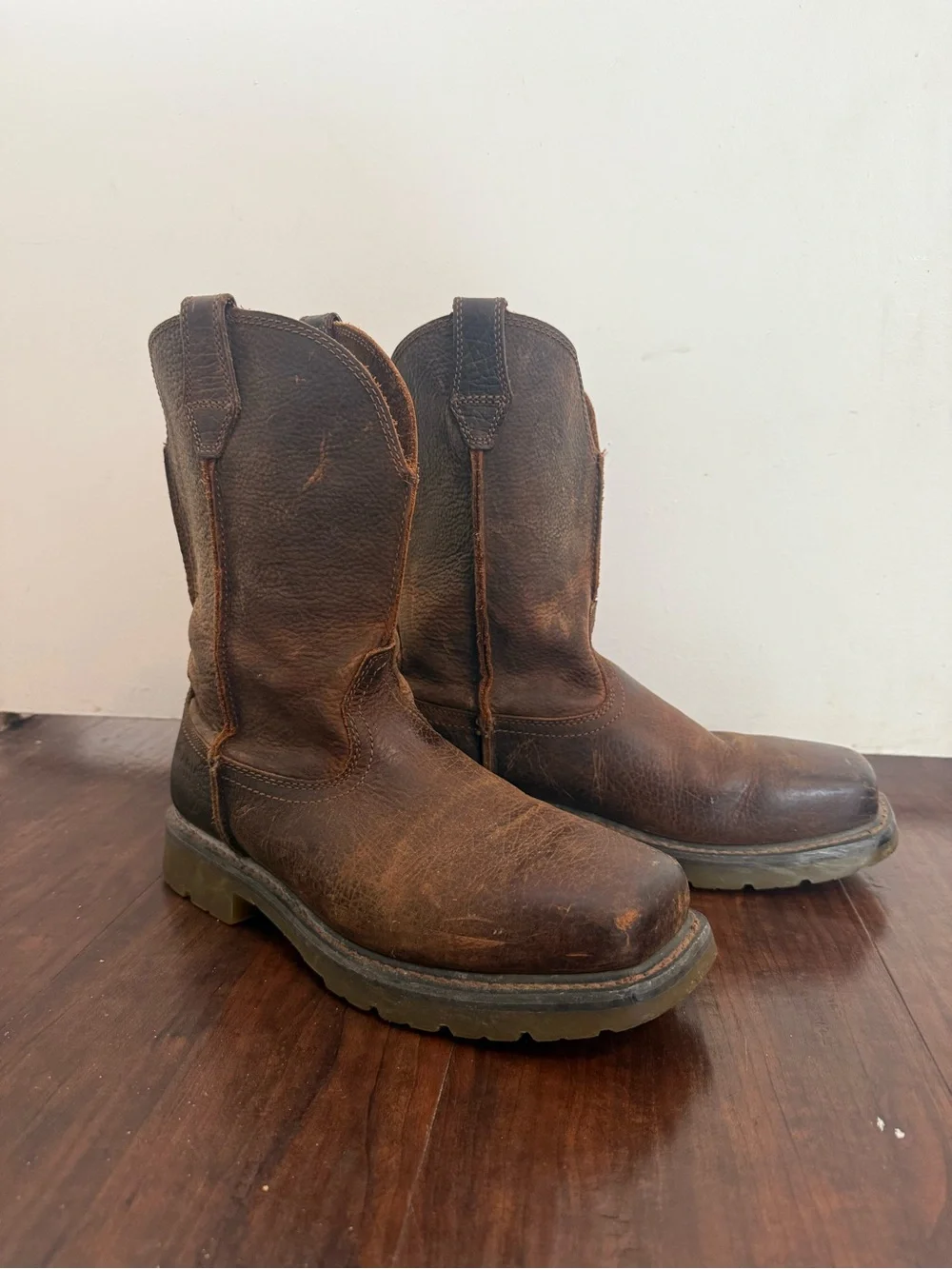 Ariat Men's Brown Leather Pull-On Work Boots
